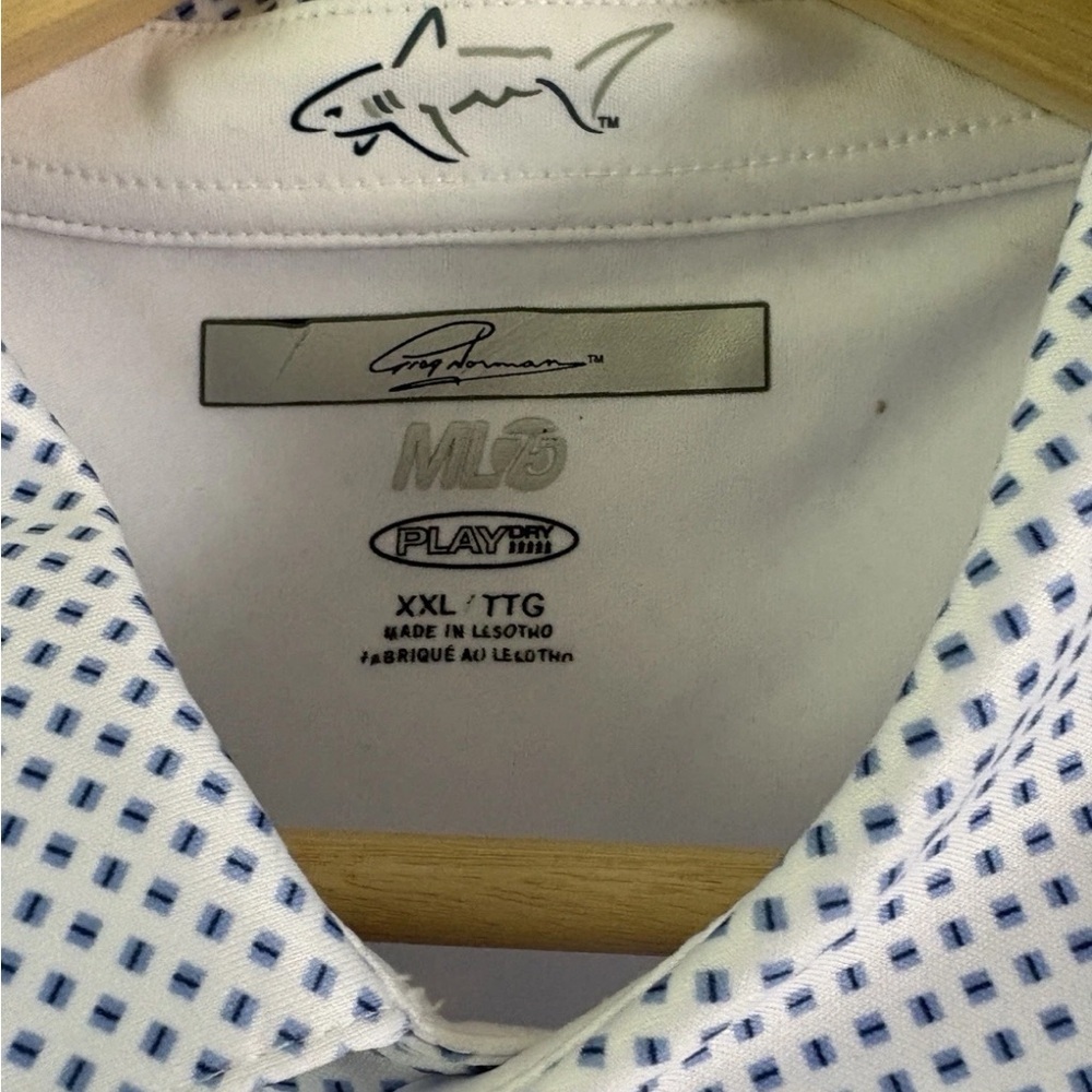 Lot Of 2 -GREG NORMAN - MEN'S BLUE PRINT GOLF POLO SHIRTS- SIZE 2XL - Picture 4 of 7